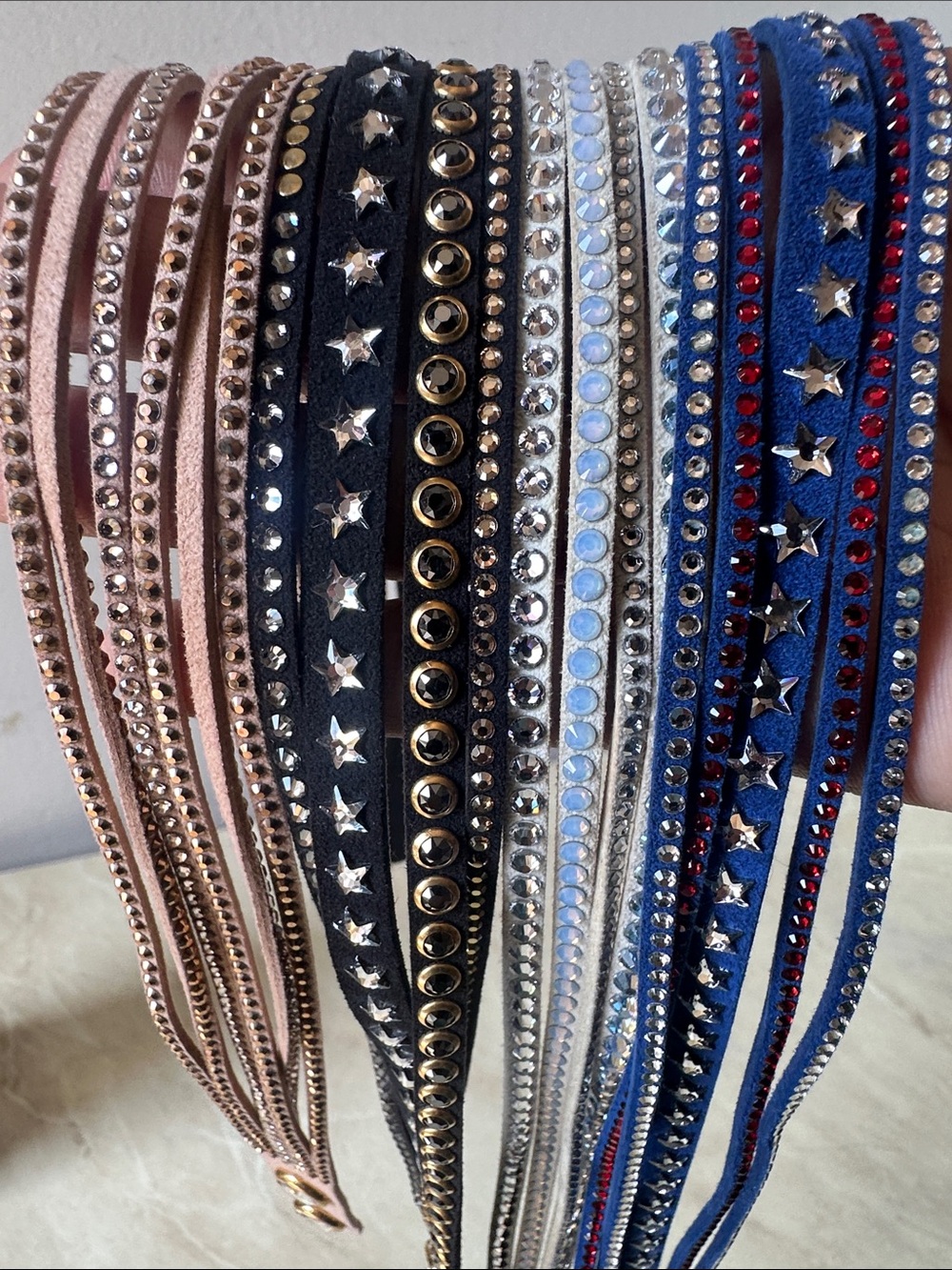 Swarovski wrap around bracelets (suede material) 4pcs